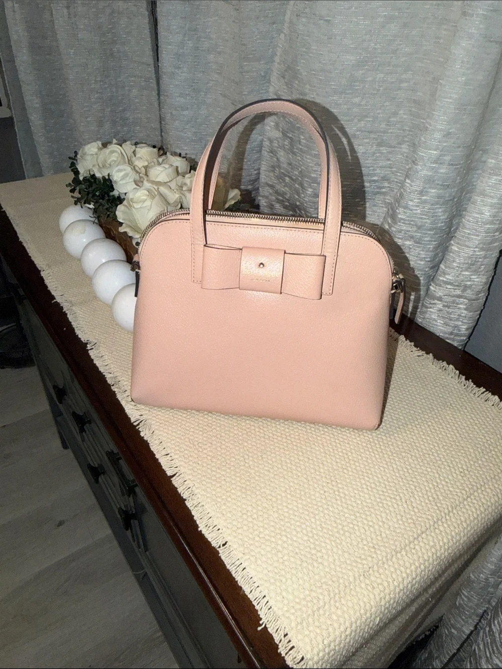 Kate Spade ♠️ Blush Pink Bow Accent Top-Handle Women’s Handbag